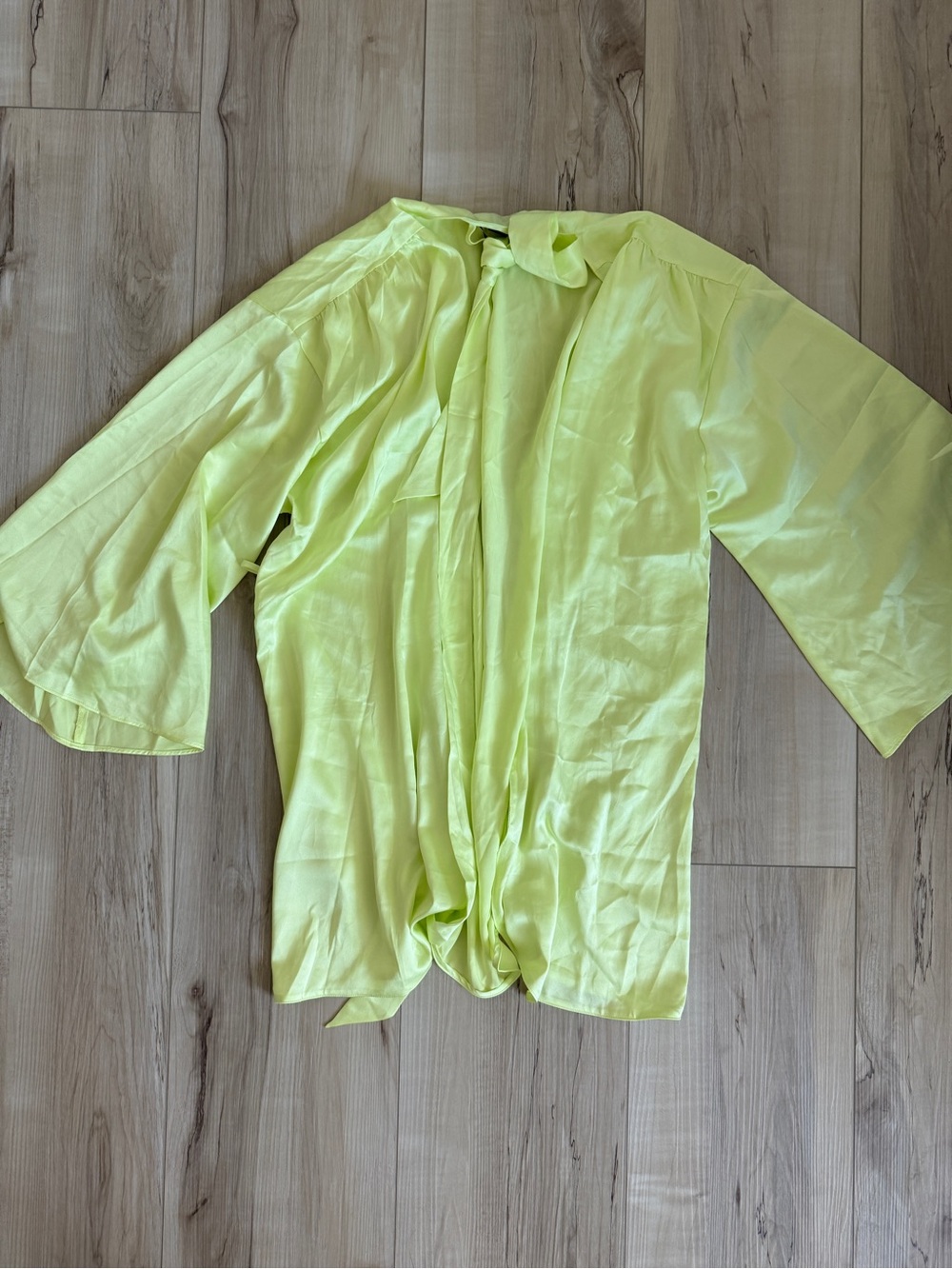 VS Lime Green Satin Kimono Robe